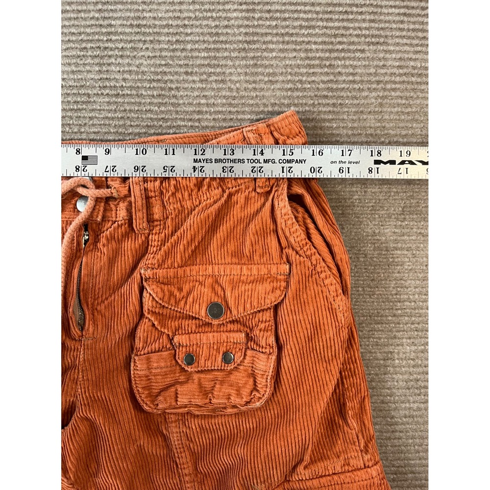 Free People Orange Corduroy Cargo Pants Wide Leg Utility Drawstring Women S - Picture 3 of 14